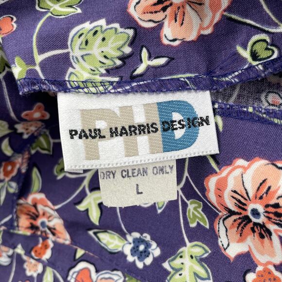 90s VTG Paul Harris Design Floral Maxi Skirt Size L Purple Wrap Front Fairycore - Picture 3 of 16